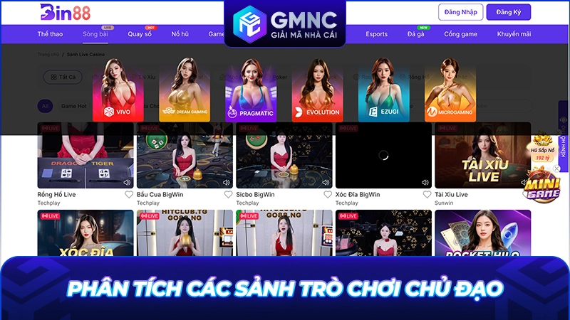 Phân tích các sảnh trò chơi chủ đạo